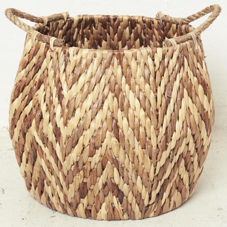 Water hyacinth Hexagonal Basket with Rope Handles