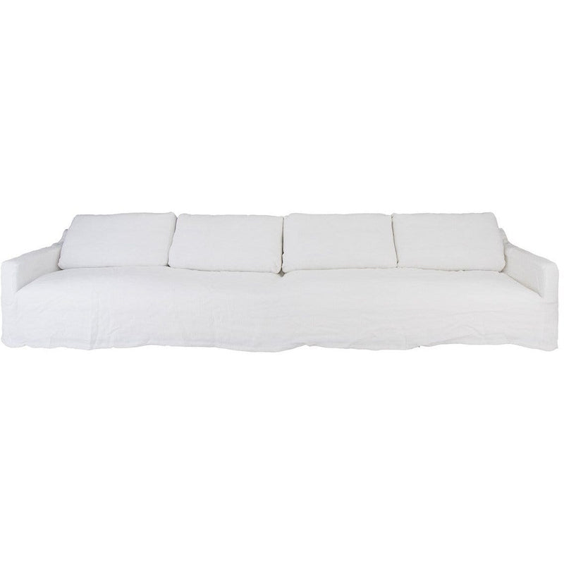 White 4 Seater Sofa with 100% Linen Slip Cover