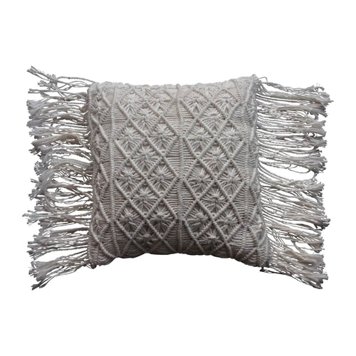 White Boho Luxe Cushion Cover - 45 x 45 CM Soft Furnishings Dianna-Lynn Decor