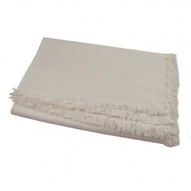 White Cotton Fringed Tablecloth-160x240cm