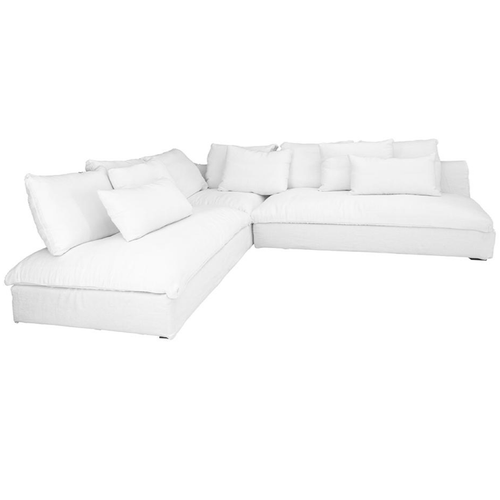 White Lavinia Corner Sofa Suite - 100% Linen Lounges and Chairs Dianna-Lynn Decor