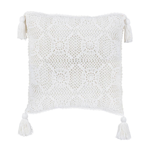 White Natural Crochet Cushion Cover - 45 x 45cm Soft Furnishings Dianna-Lynn Decor