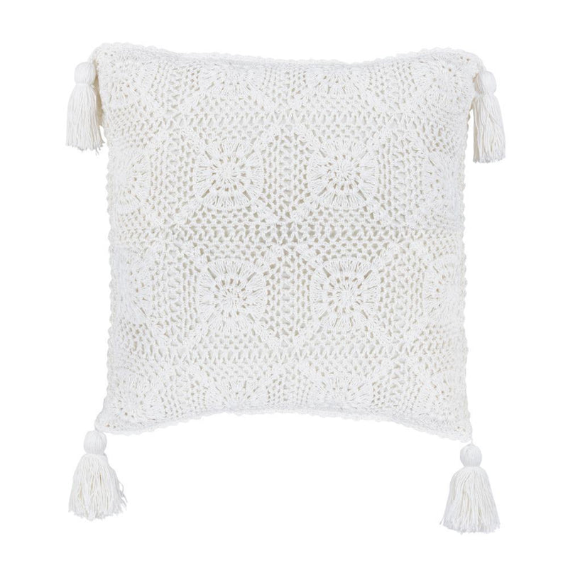 White Natural Crochet Cushion Cover - 45 x 45cm