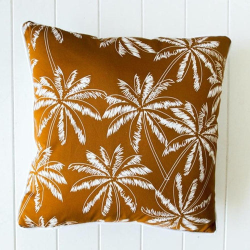 White on Rust Palms Cushion - 45 x 45cm Soft Furnishings Dianna-Lynn Decor