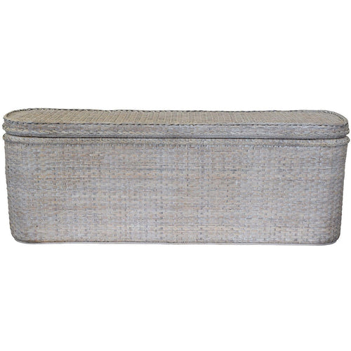 Whitewash Rattan Bed End Storage Chest Bedroom Furniture Dianna-Lynn Decor