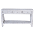 Whitewash Rattan Console