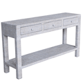 Whitewash Rattan Console
