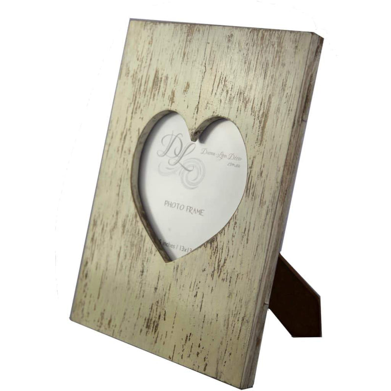 Wooden Frame with Heart Whitewash