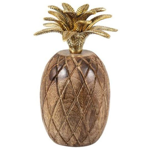 Wooden Pineapple with Gold Leaf Crown Accessories Dianna-Lynn Decor
