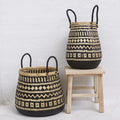 Zazu Black and Natural Basket with Rope Handles - Tall